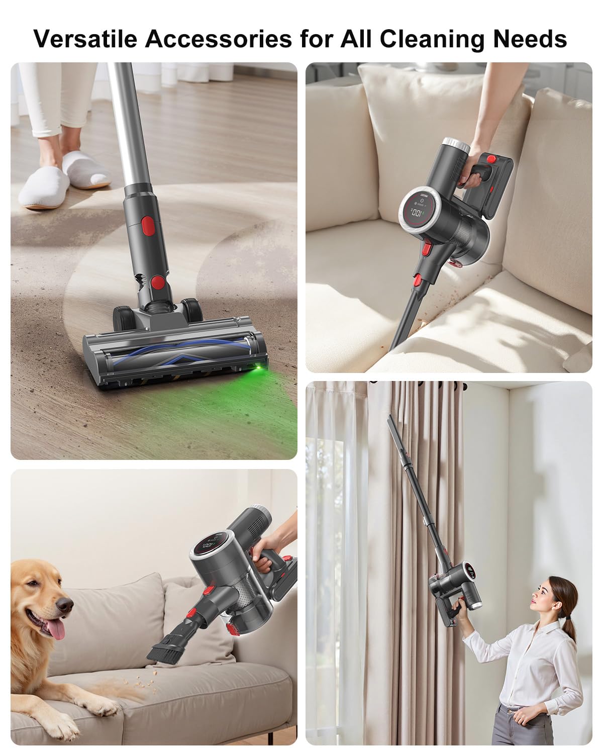 Prasky kit de accesorios 6 en 1 listo para alfombra, rendijas y muebles