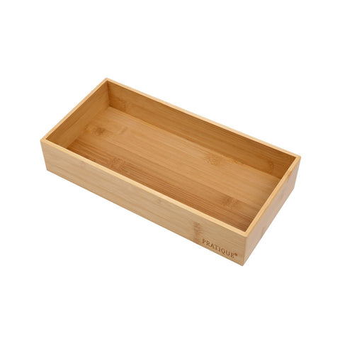PRATIQUE organizador de cajón para cubiertos en bambú, orden práctico y fácil de acceder.