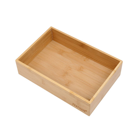 PRATIQUE Organizador de cajón de bambú para cubiertos, mantiene los cubiertos ordenados y al alcance.