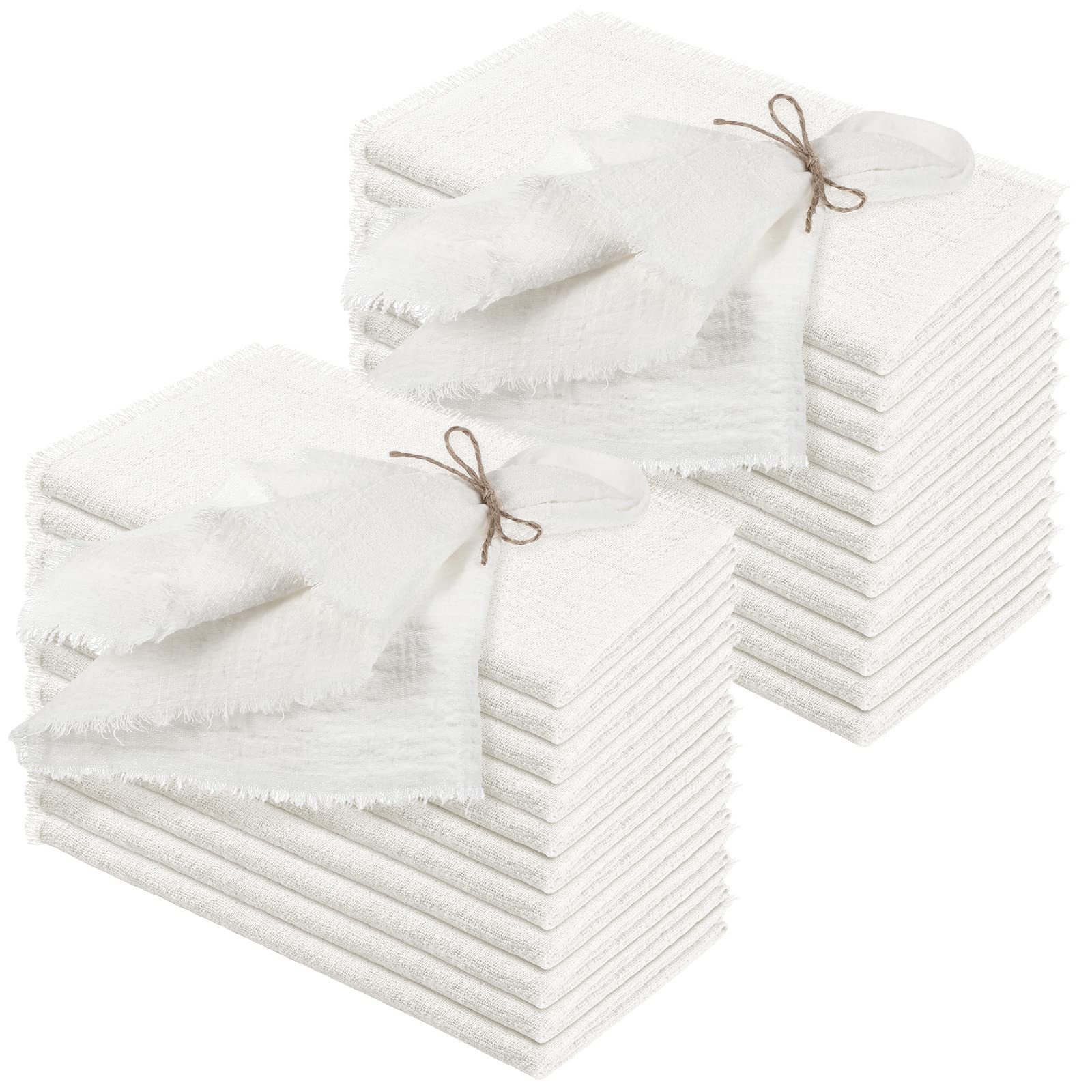 Preboun servilletas con franja 17x17, blanco elegante para mesa.