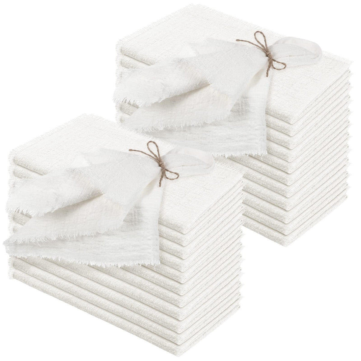 Preboun servilletas con franja 17x17, blanco elegante para mesa.