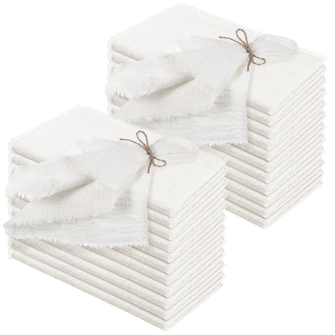 Preboun servilletas con franja 17x17, blanco elegante para mesa.