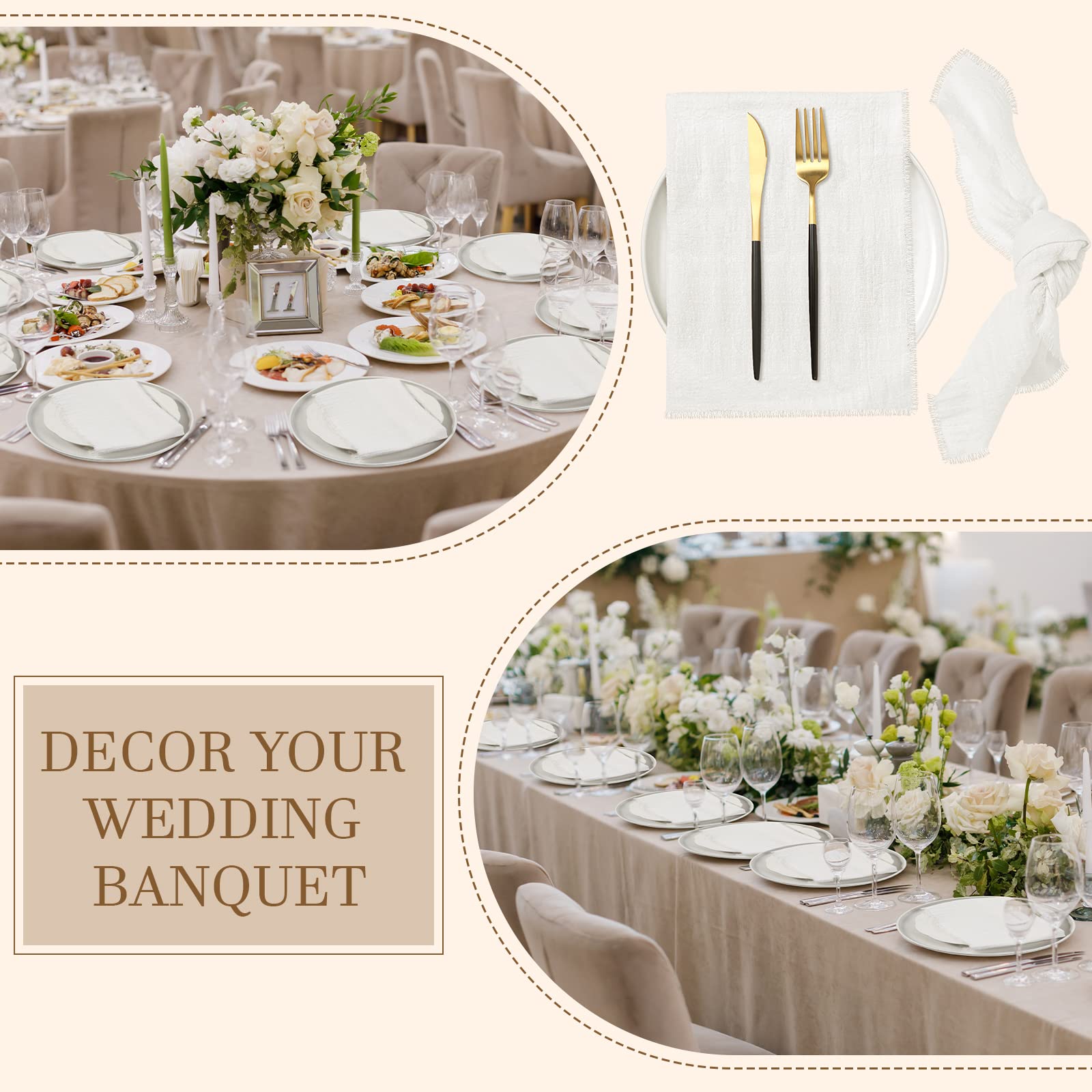Servilletas Preboun blancas para restaurante y banquetes.