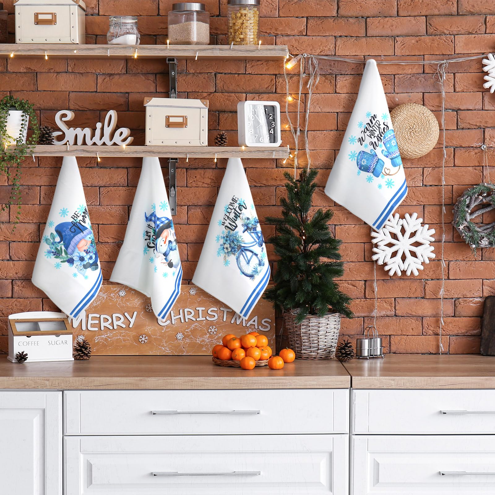 Toallas Preboun con dibujo de gnomo; decoración festiva para la mesa