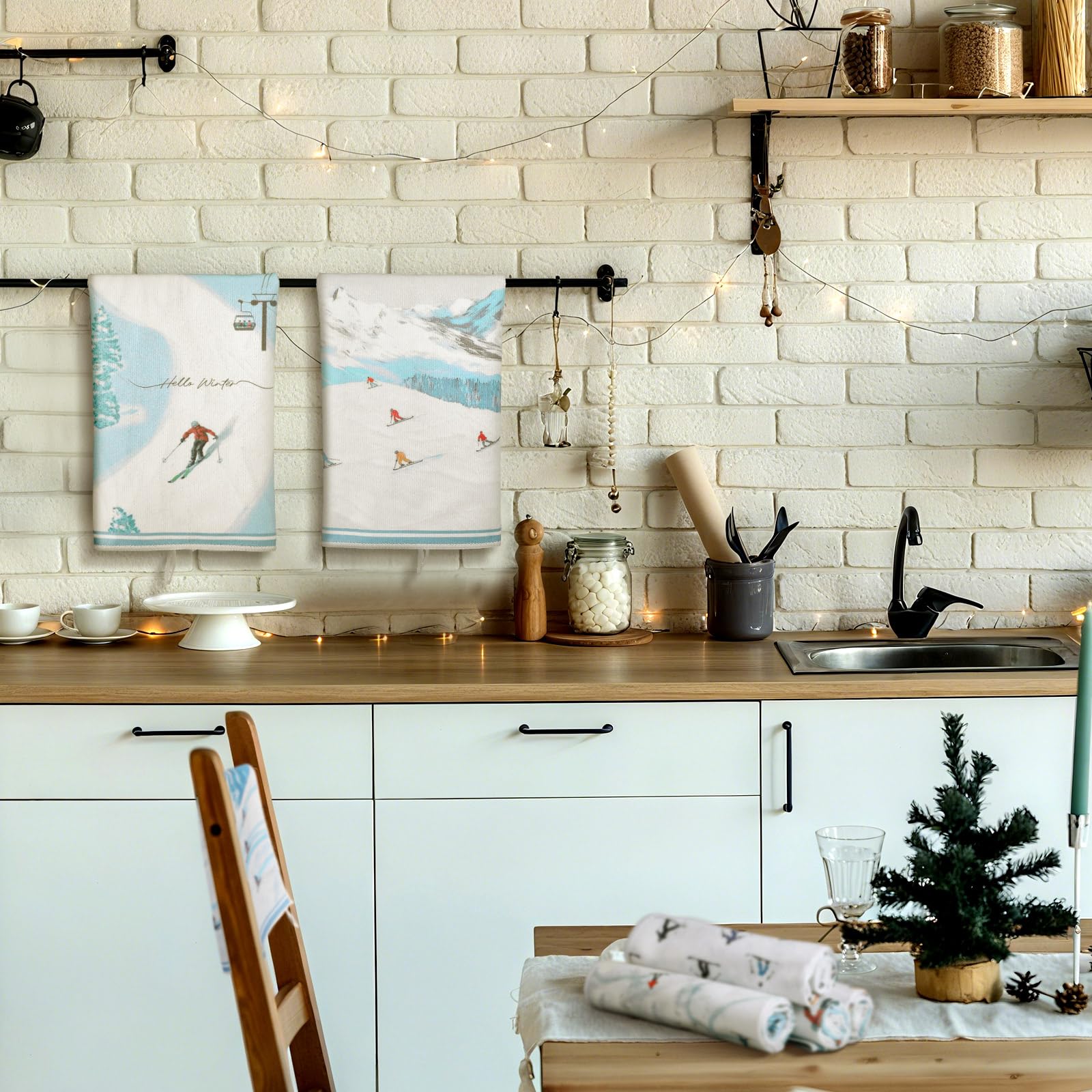 Toalla de cocina Preboun con detalle cable, útil para secar superficies.