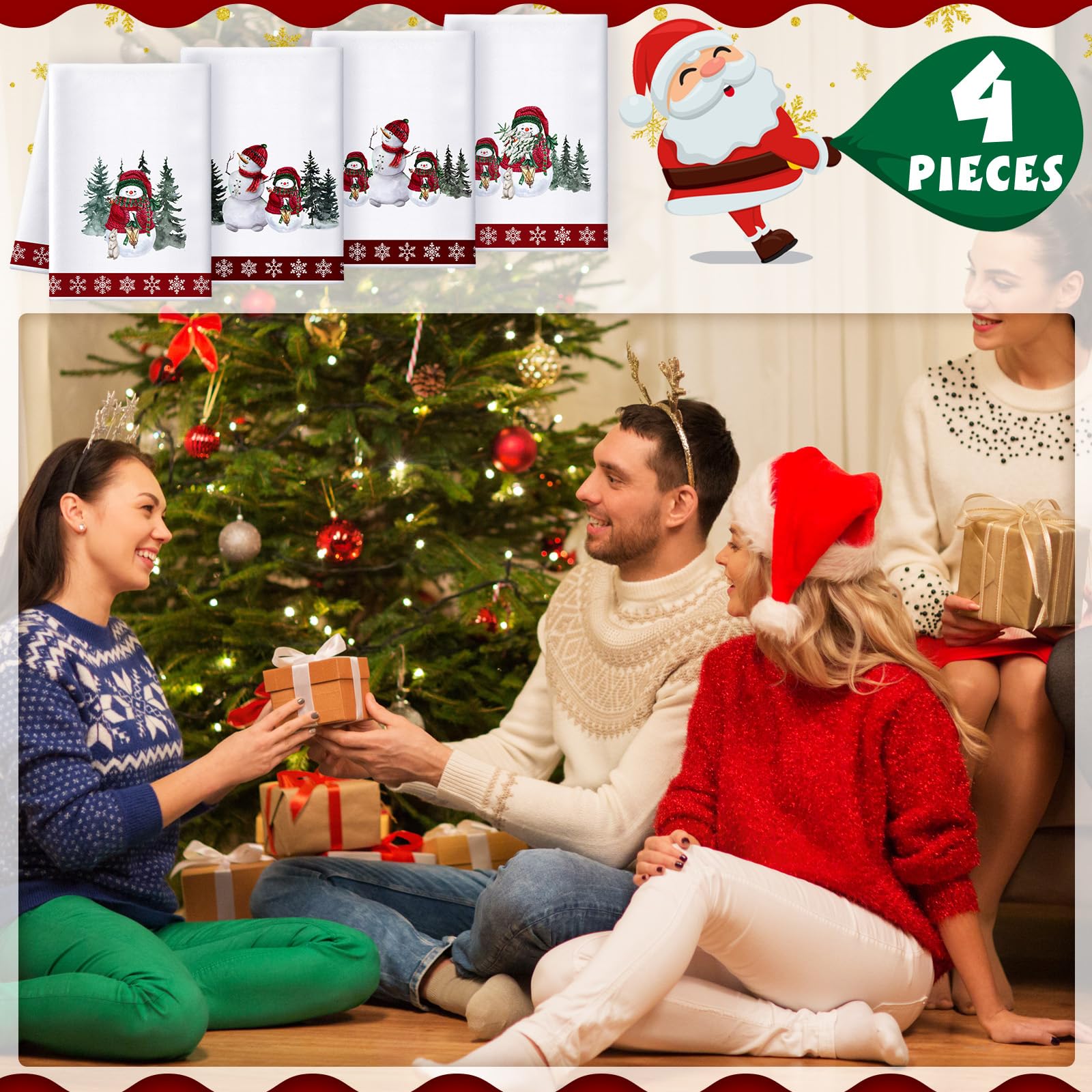 Toalla Preboun con diseño navideño, duradera y apta para regalos