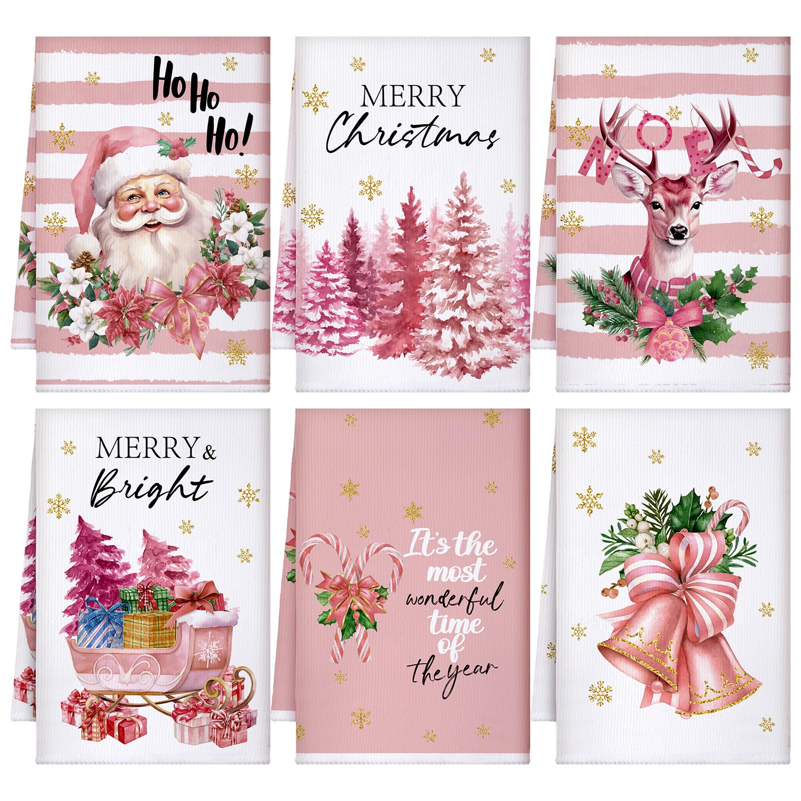 Toallas Preboun con Santa navideño, ideal para secar platos y decorar la cocina