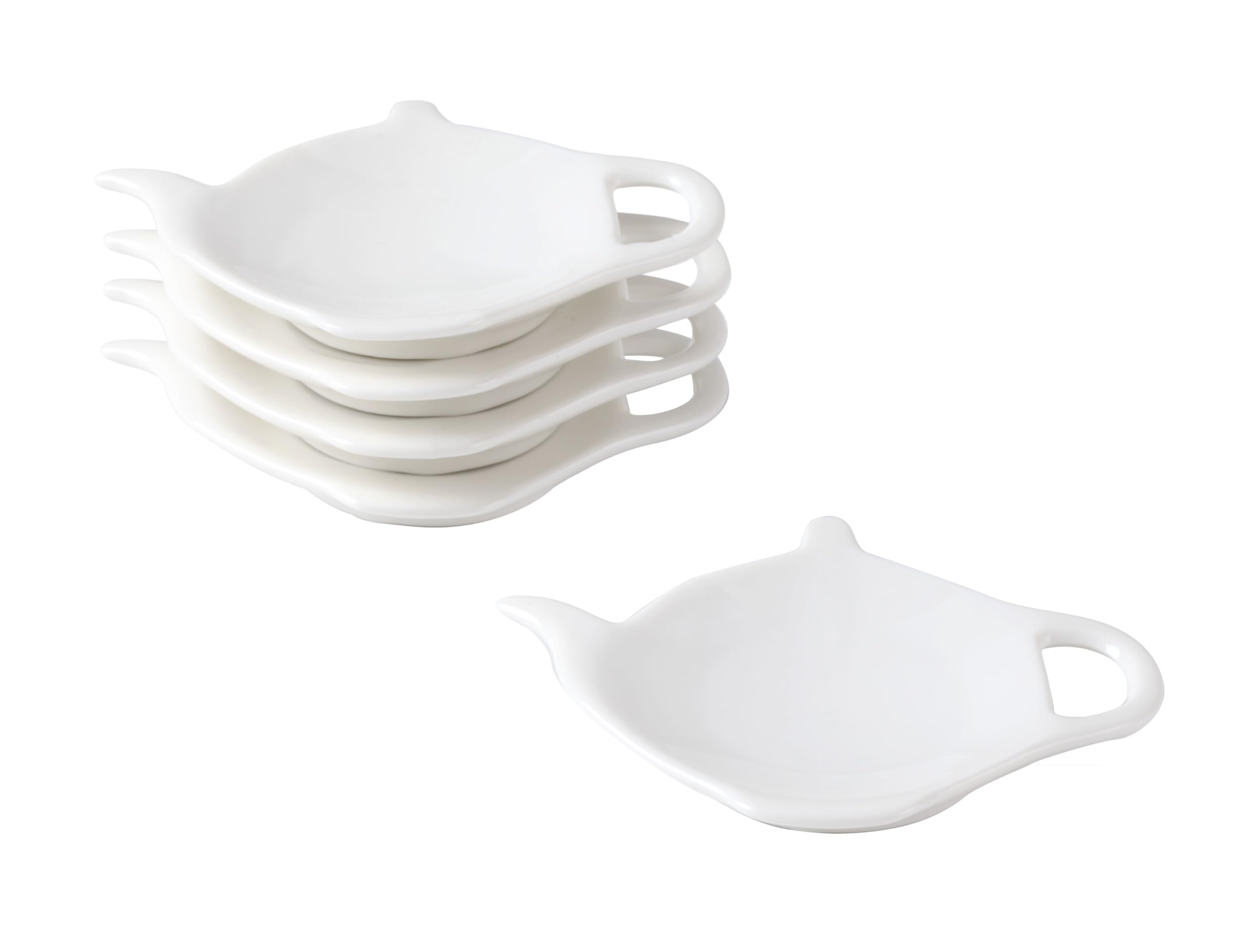 PRECITIME conjunto de 5 platitos de porcelana blanca para té, organizan bolsitas y cucharas.