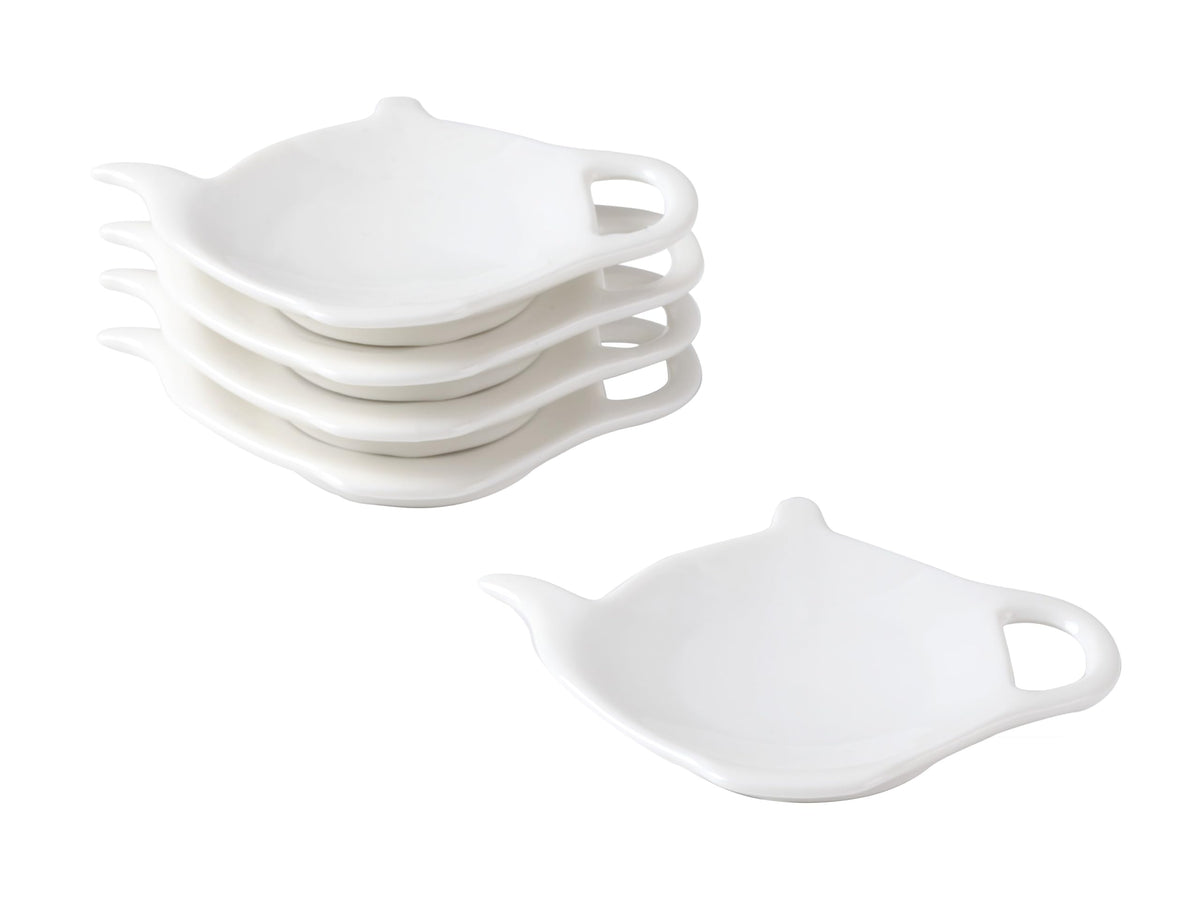 PRECITIME conjunto de 5 platitos de porcelana blanca para té, organizan bolsitas y cucharas.