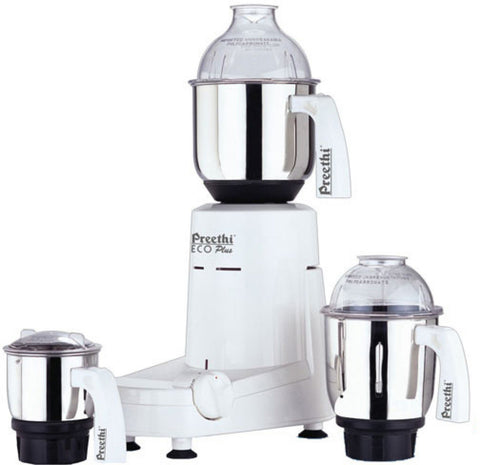Domos transparentes de Preethi Eco Plus y mangos ergonómicos para manejo cómodo.