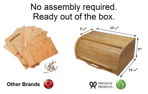 PremiumPresents caja pan cocina encimera, almacenamiento ordenado para pan y bollos