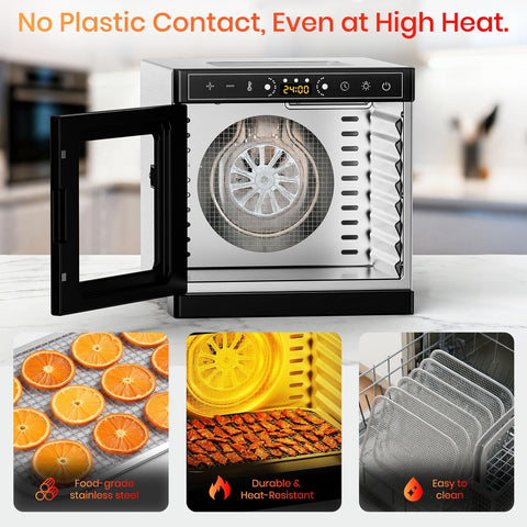 Prenafla deshidratador de acero inoxidable, duradero y seguro.