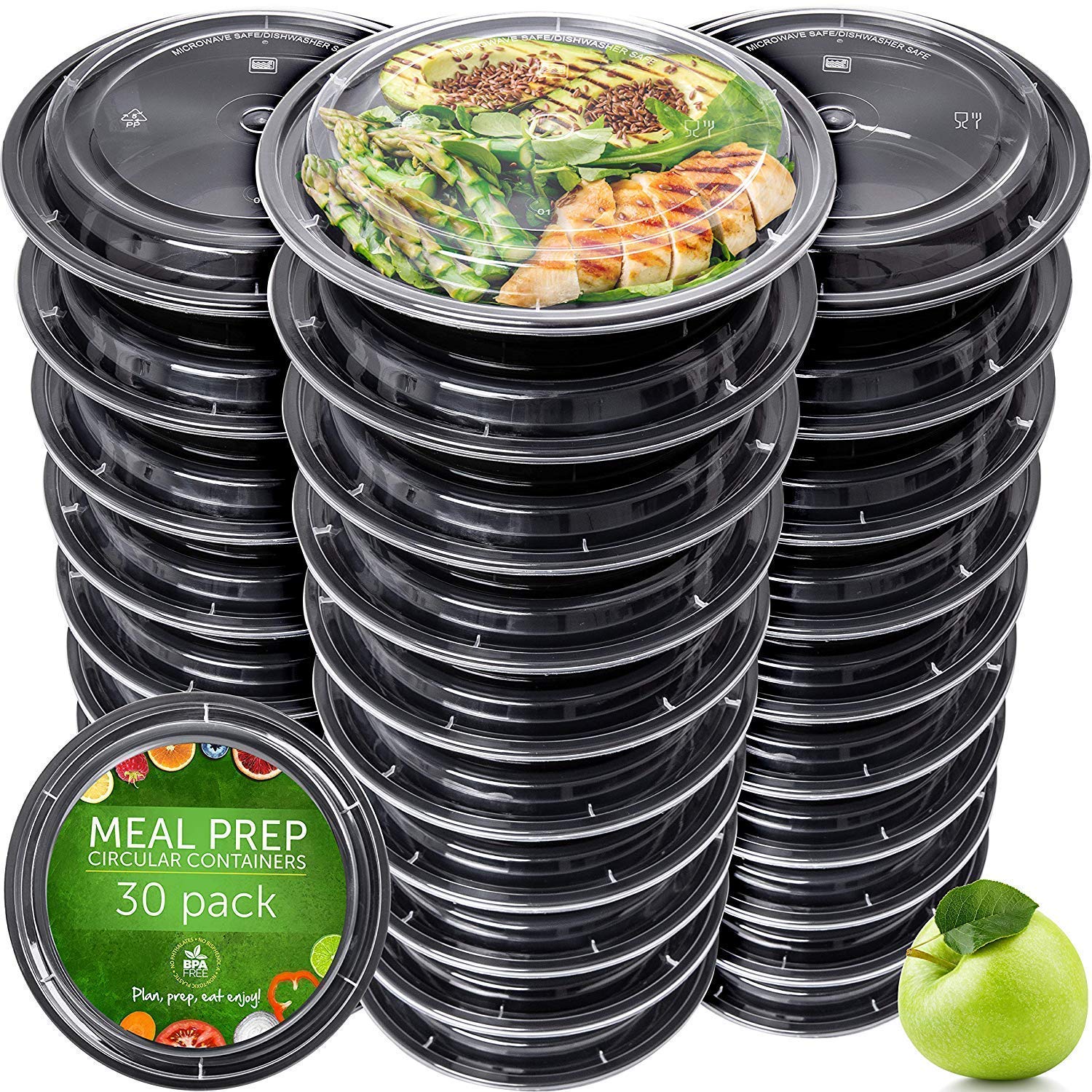 Prep Naturals contenedores para comida, 30 pack, 24 onzas, ideal para almacenar porciones