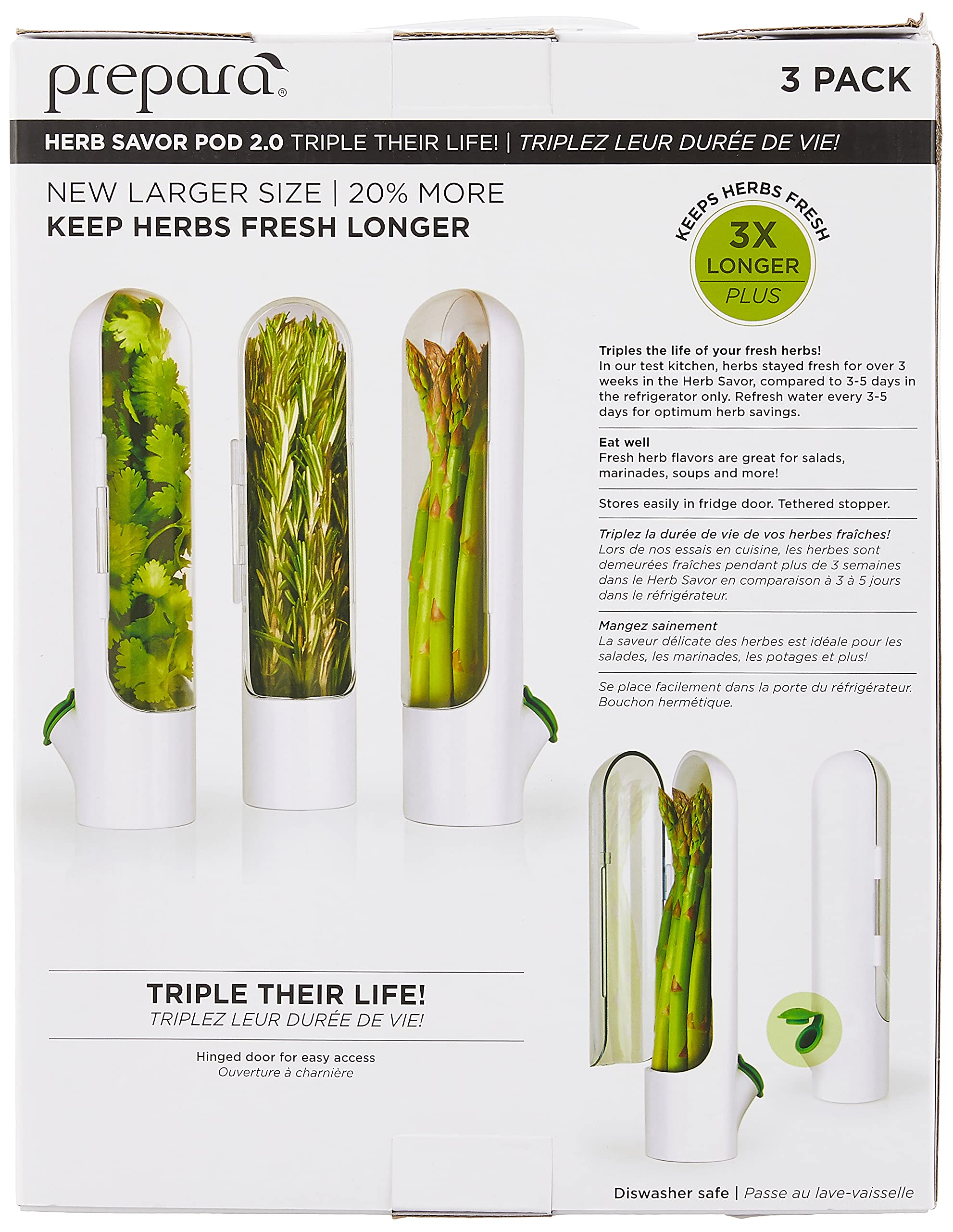Prepara Herb Savor Pod 2.0, apto para lavavajillas en rejilla superior.