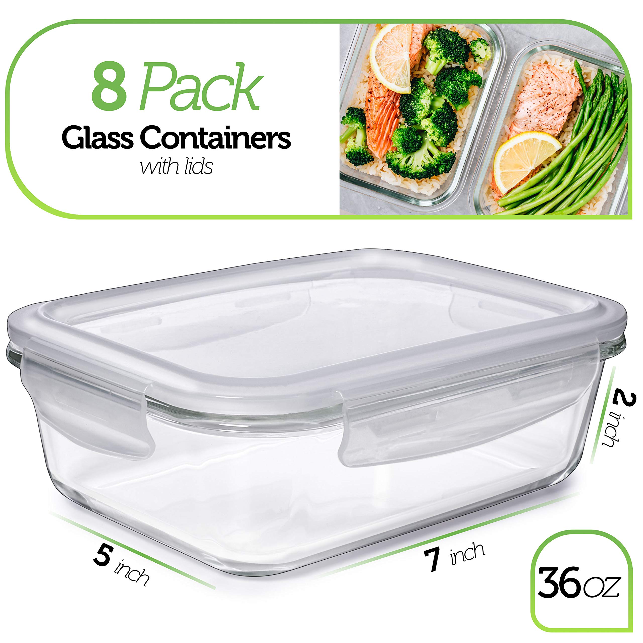 PrepNaturals: contenedores de vidrio con varias secciones para organizar comidas.