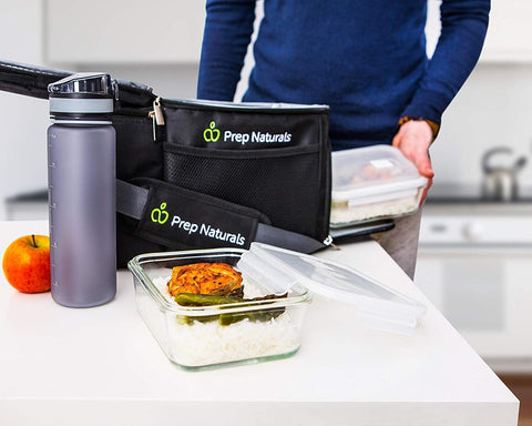 PrepNaturals recipientes de vidrio borosilicato para almuerzos multicompartimentos, fáciles de limpiar.
