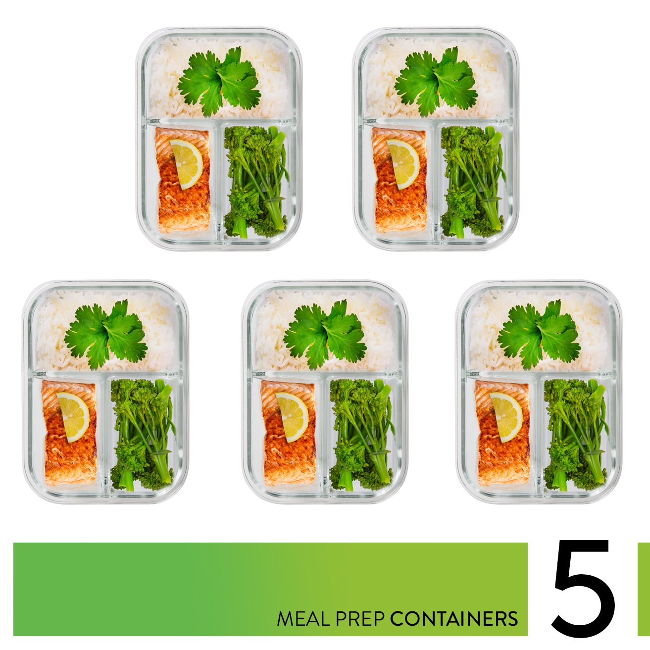PrepNaturals tapas de vidrio compactas mantienen la comida fresca.