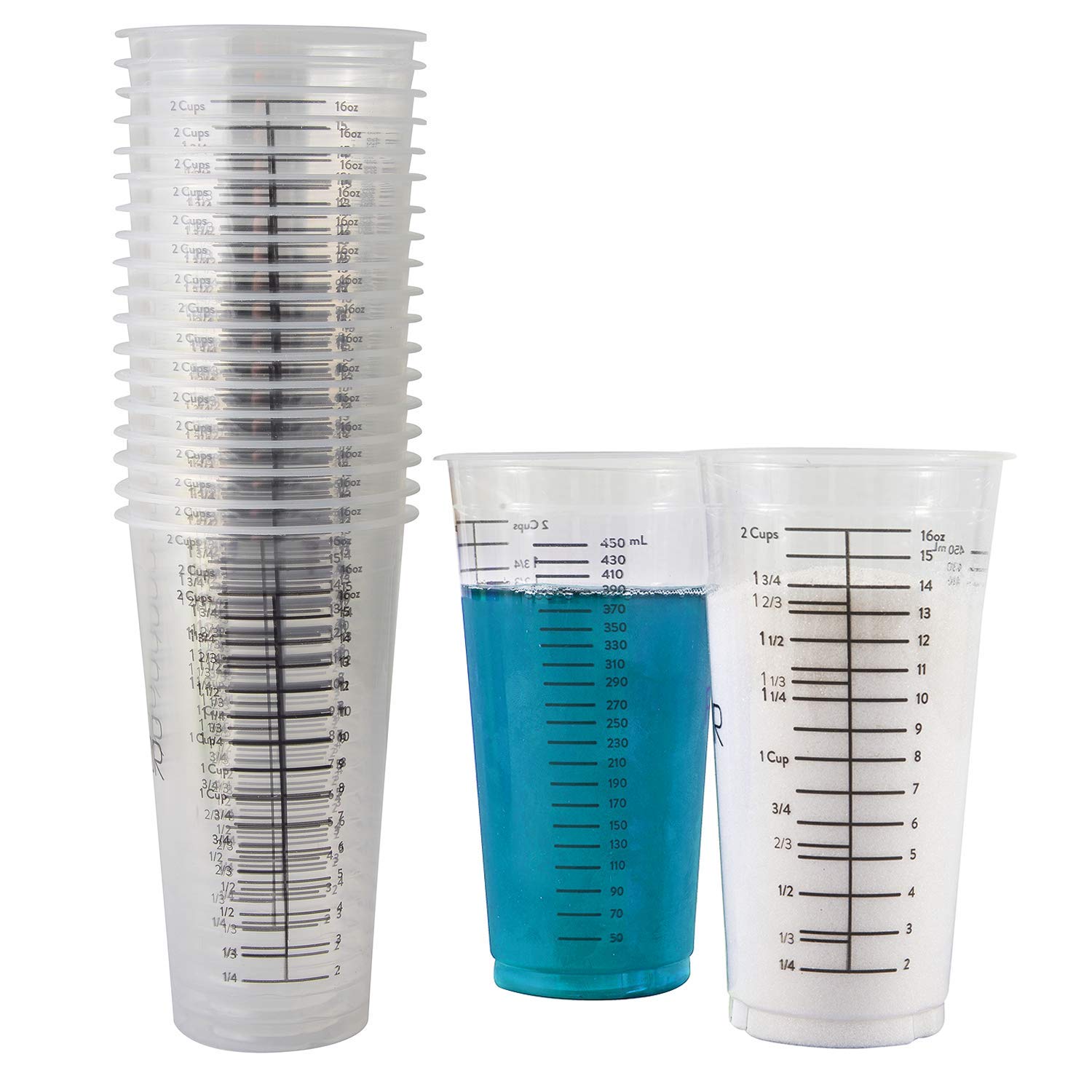 PrepStor tazas medidoras resina 16oz, paquete de 20, precisión para mezcla.
