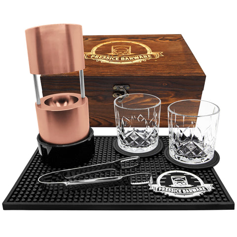 Pressice Barware Paloma Kit abierto, conjunto listo para preparar cocteles en casa.