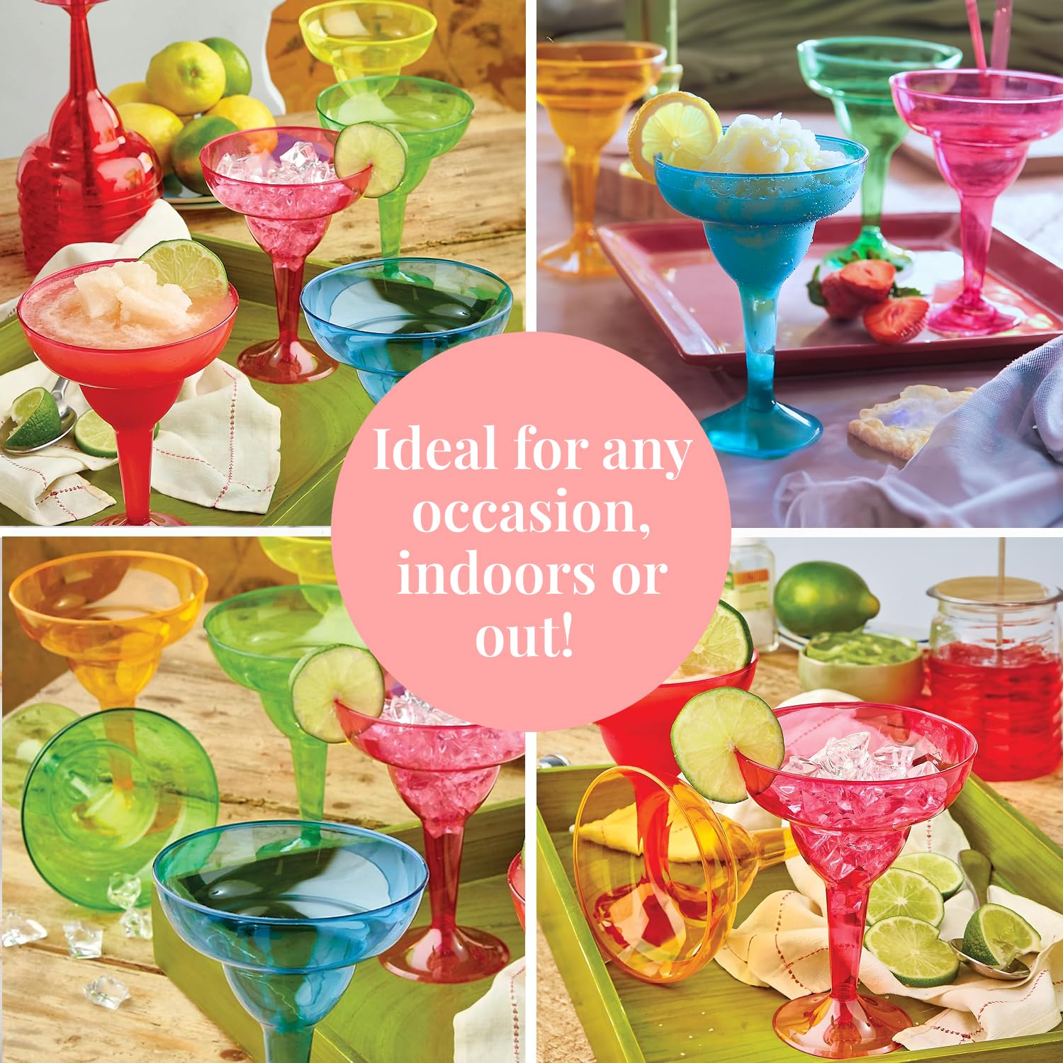 Copas margarita desechables Prestee para cócteles y bebidas en fiestas.