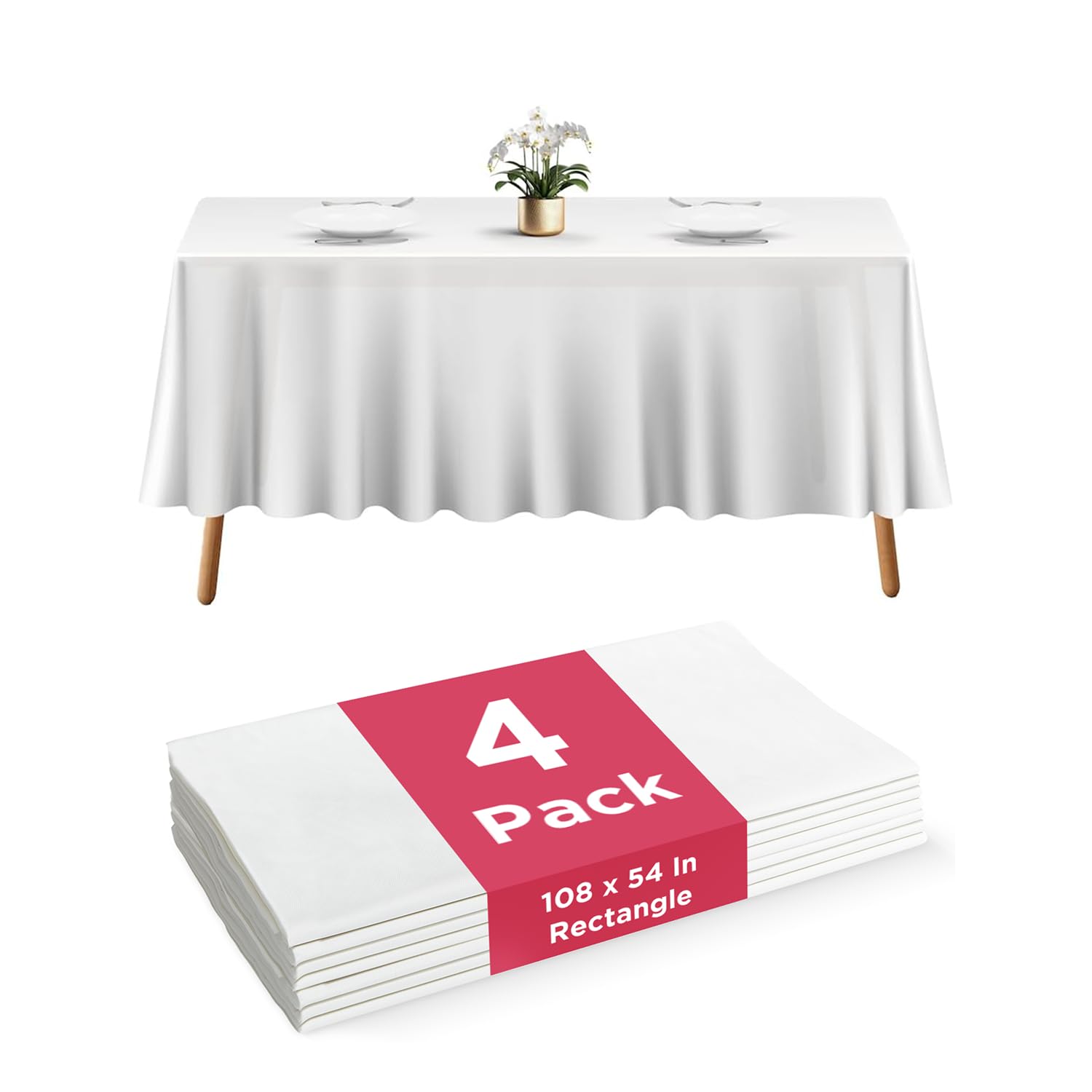 Prestee mantel plástico blanco 108x54 rectangular, protección elegante contra derrames en eventos.