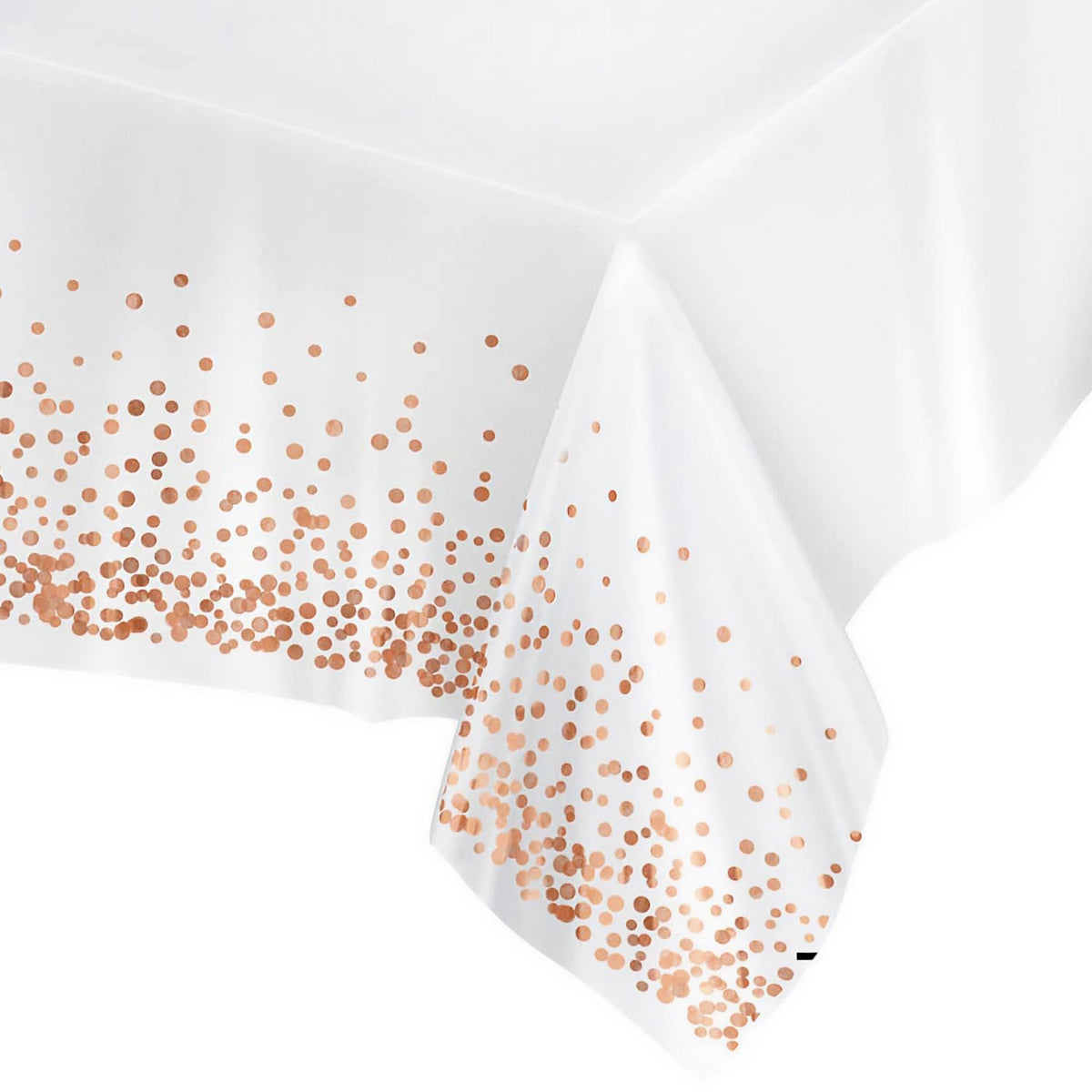 Mantel plástico oro-rosado de Prestee, elegante y resistente para bodas.