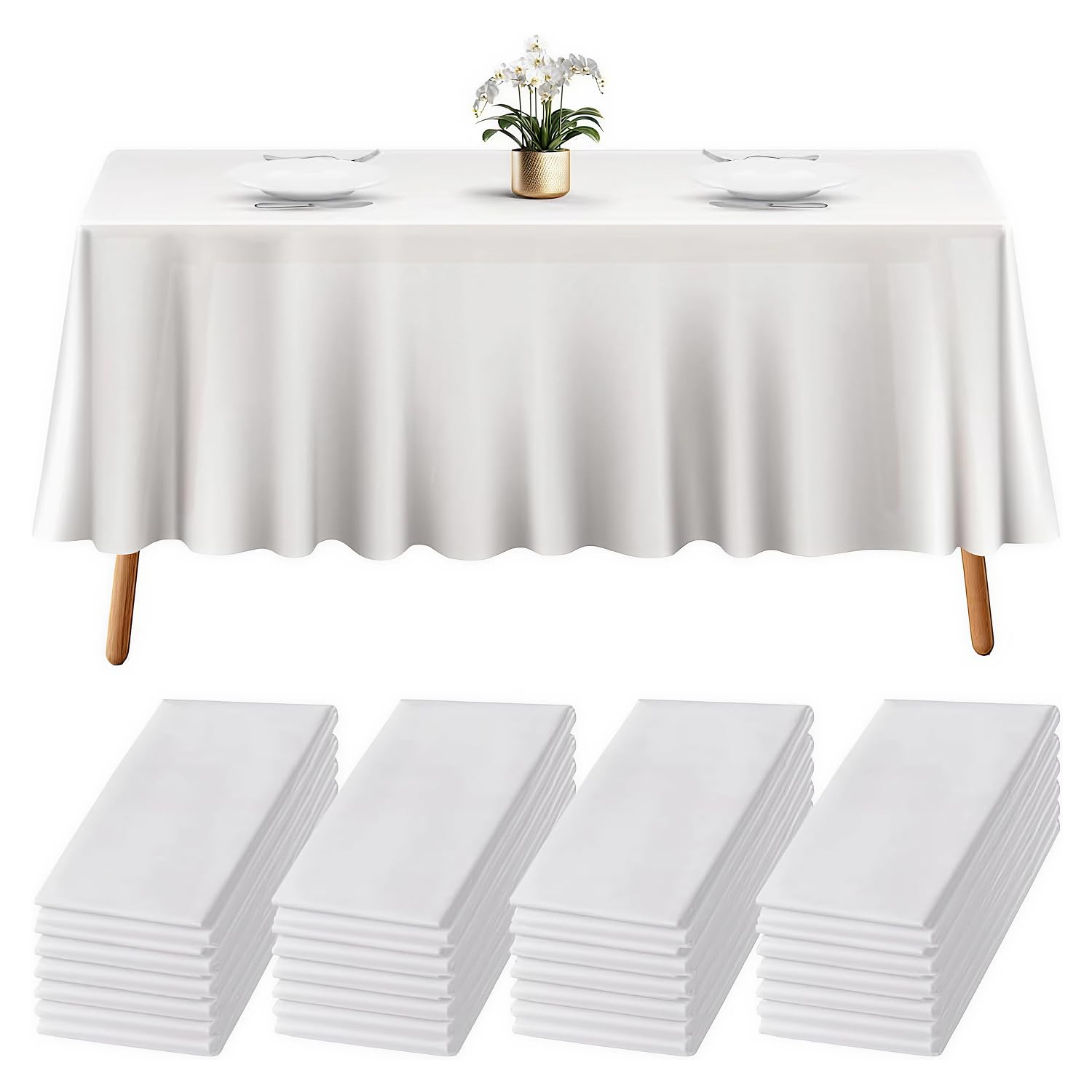 Mantel plástico rectangular blanco de Prestee, ideal para proteger superficies interiores o exteriores.