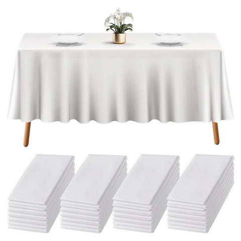 Mantel plástico rectangular blanco de Prestee, ideal para proteger superficies interiores o exteriores.