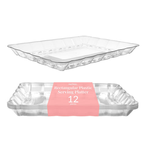 Plato rectangular transparente Prestee 9x13 para servir aperitivos en fiestas