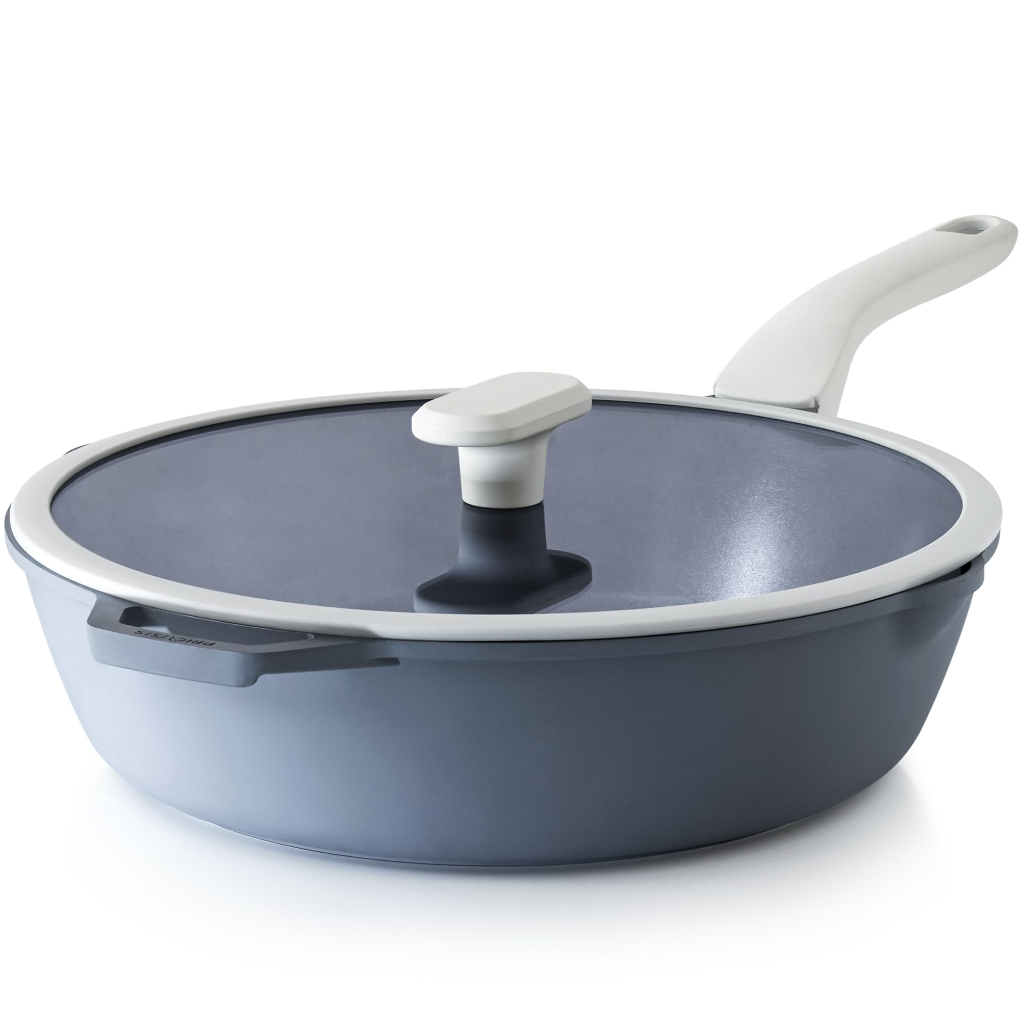 PRICUSIS Sartén Deep cerámica 12'' con tapa gris para cocción uniforme.