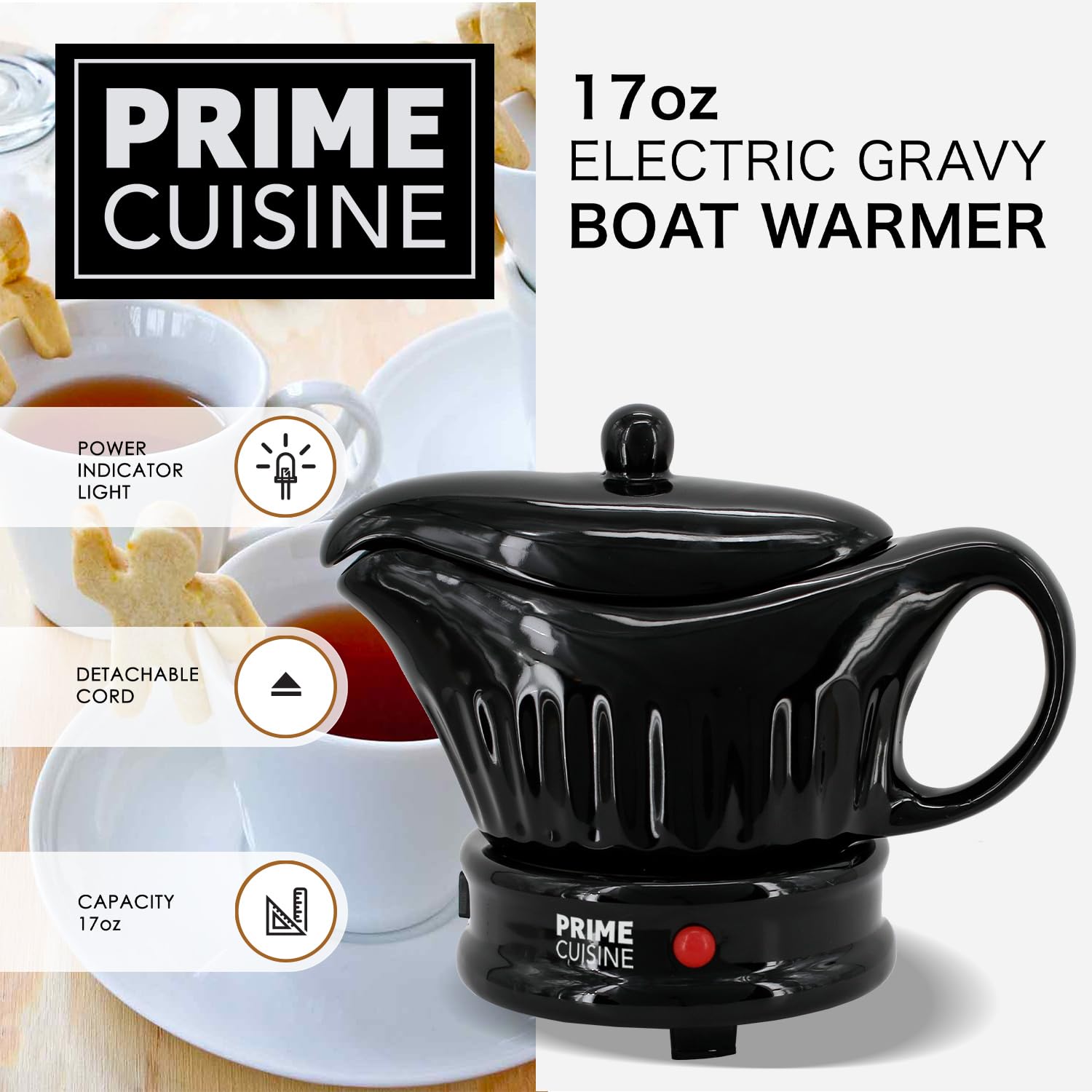 Prime Cuisine, cable-desmontable, facilita servir en mesa sin cables.