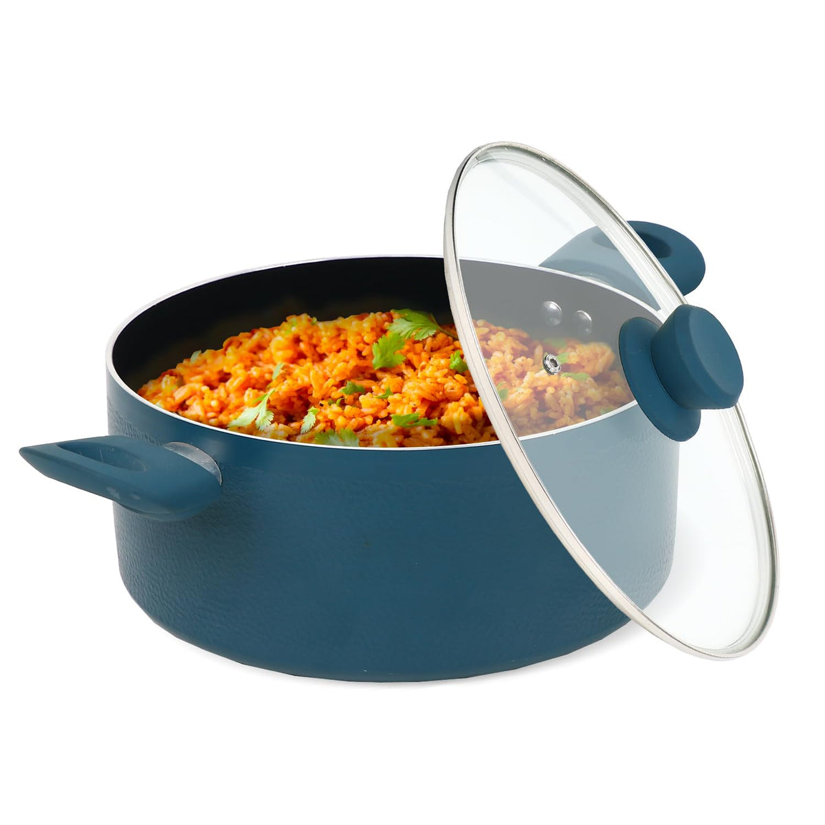 Olla PRIME CUISINE de hierro esmaltado 5 cuartos con tapa de vidrio para observar la cocción
