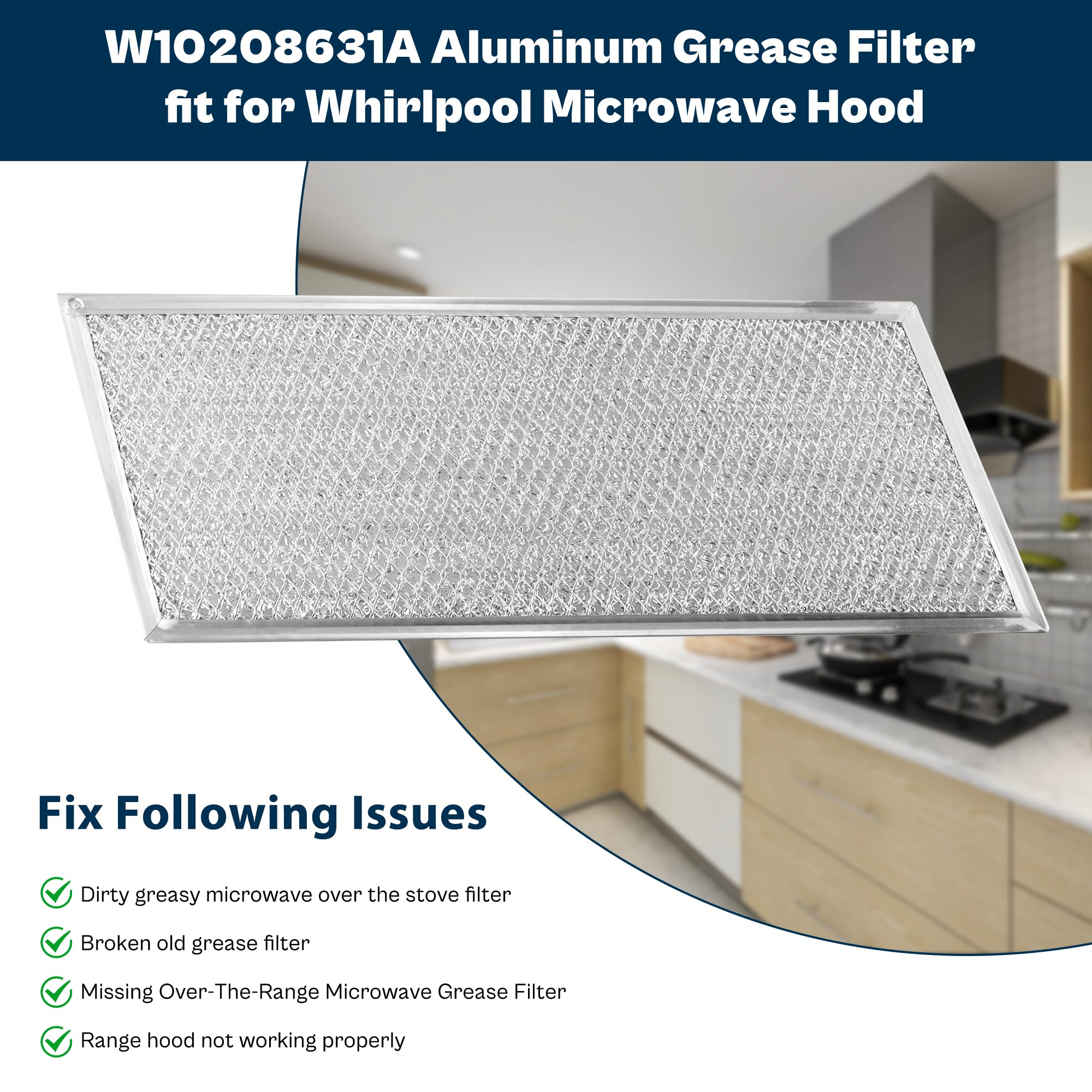 prime&swift filtro grasa microondas 13x6: ideal para KitchenAid y cocinas modernas