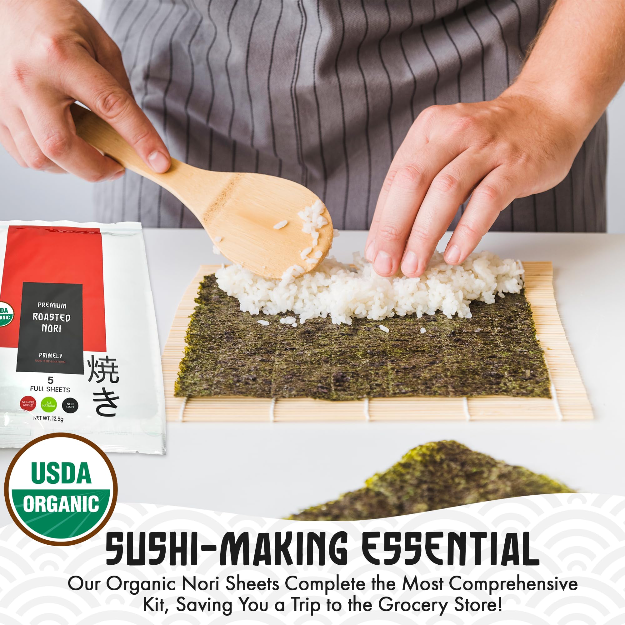 Kit para principiantes de Primely para cocinar sushi en casa.