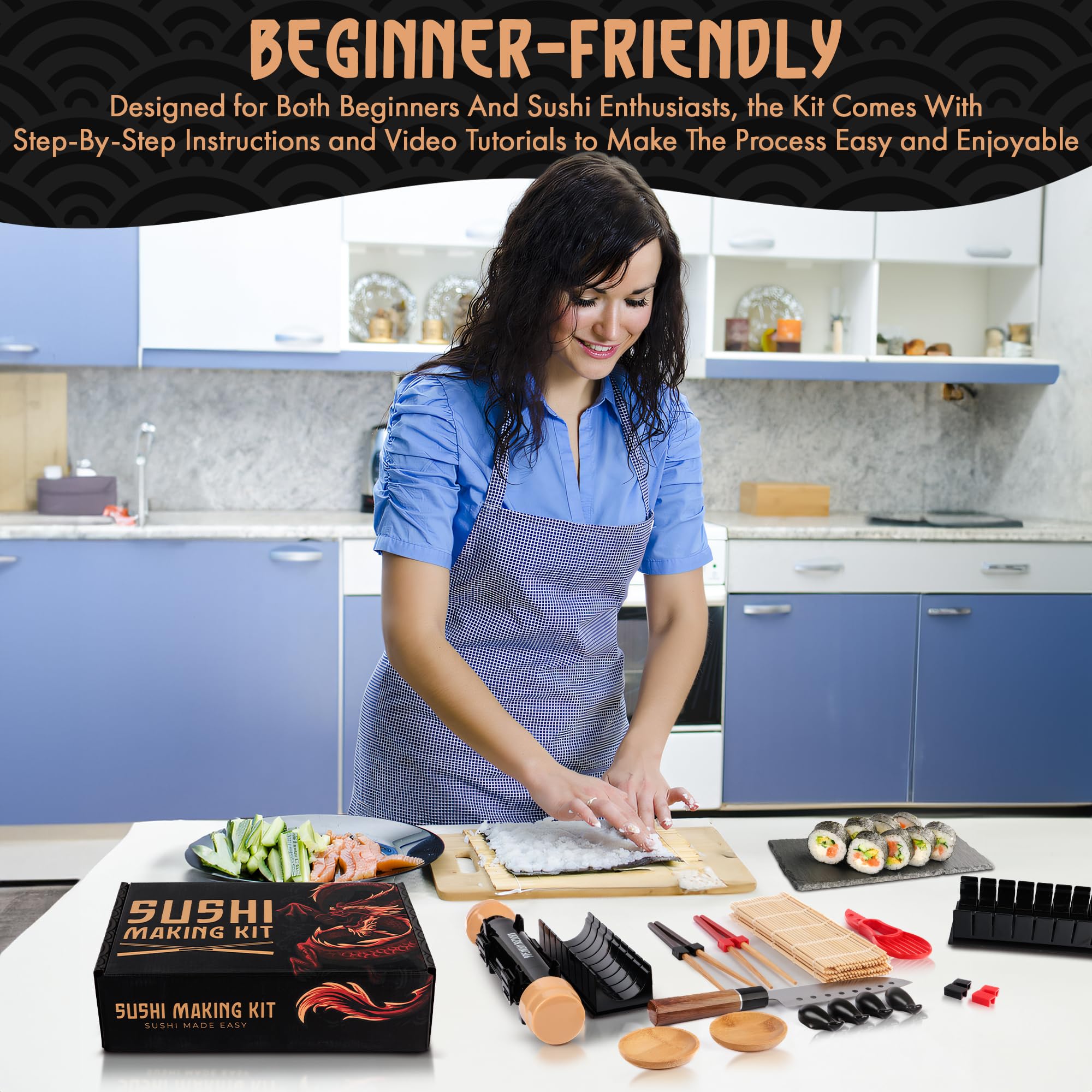 Presentación del kit sushi Primely, compacto y listo para empezar.