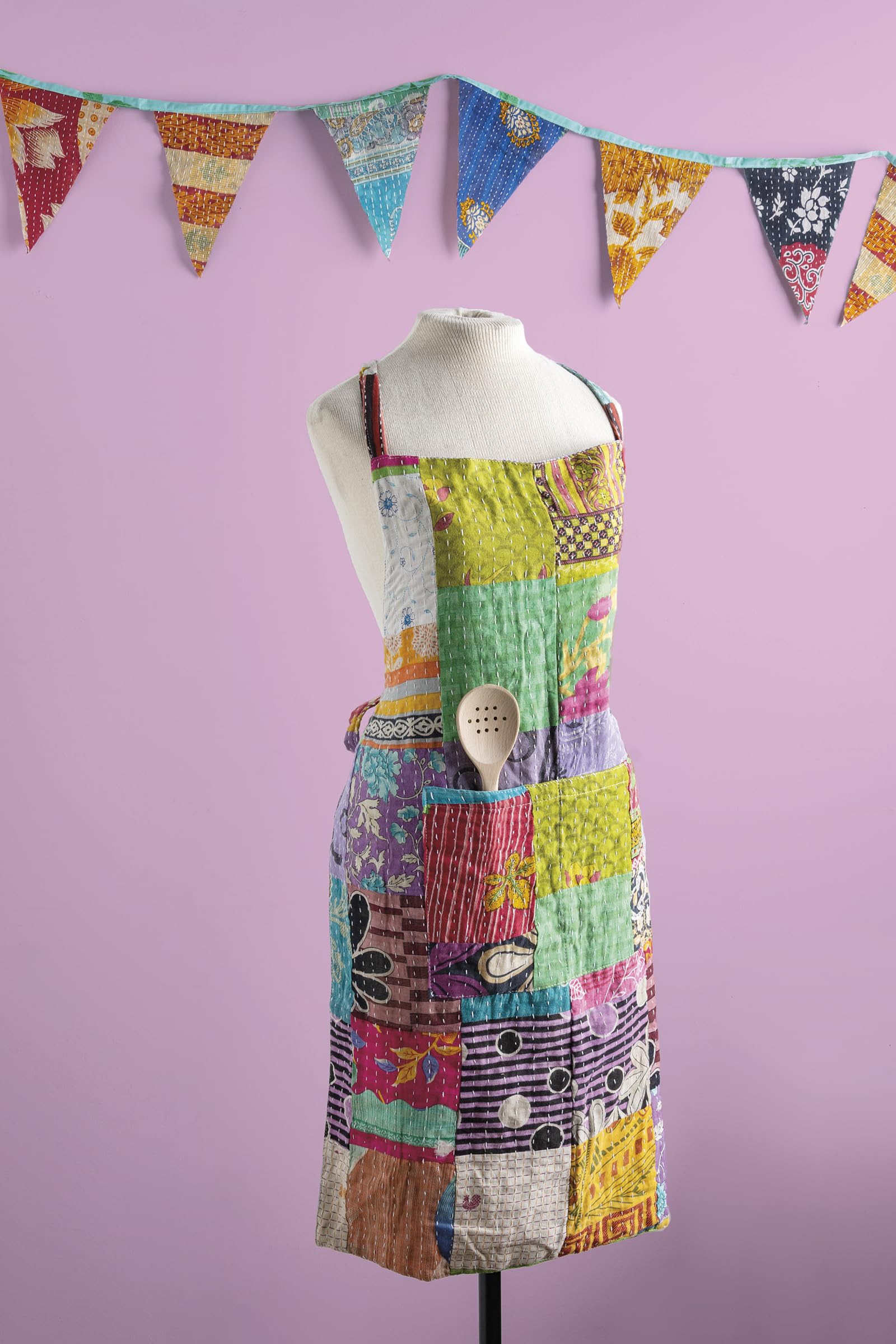 Primitives by Kathy delantal Kantha, bolsillos dobles para utensilios