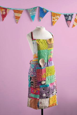 Primitives by Kathy delantal Kantha, bolsillos dobles para utensilios