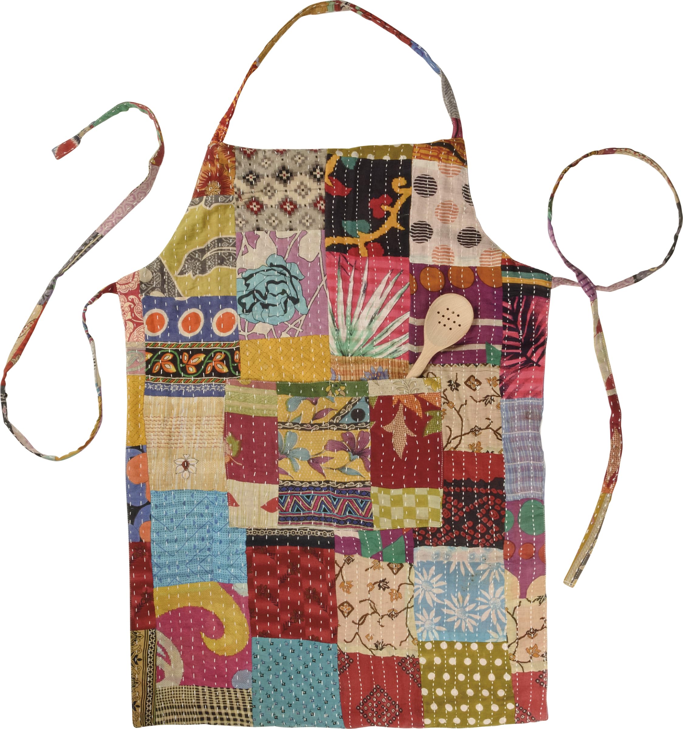 Primitives by Kathy delantal Kantha, diseñado en EE. UU. con artesanía india