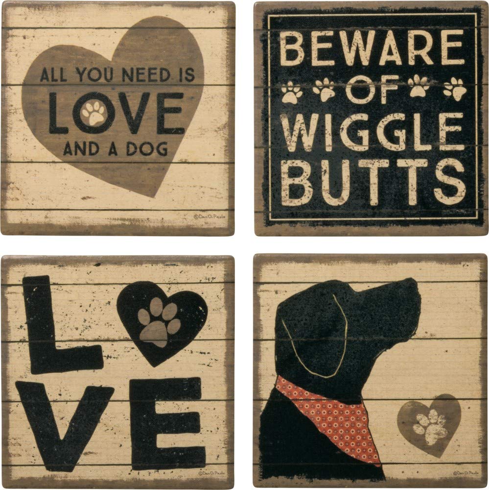 Primitives by Kathy posavasos de piedra amor y perro, absorben condensación.