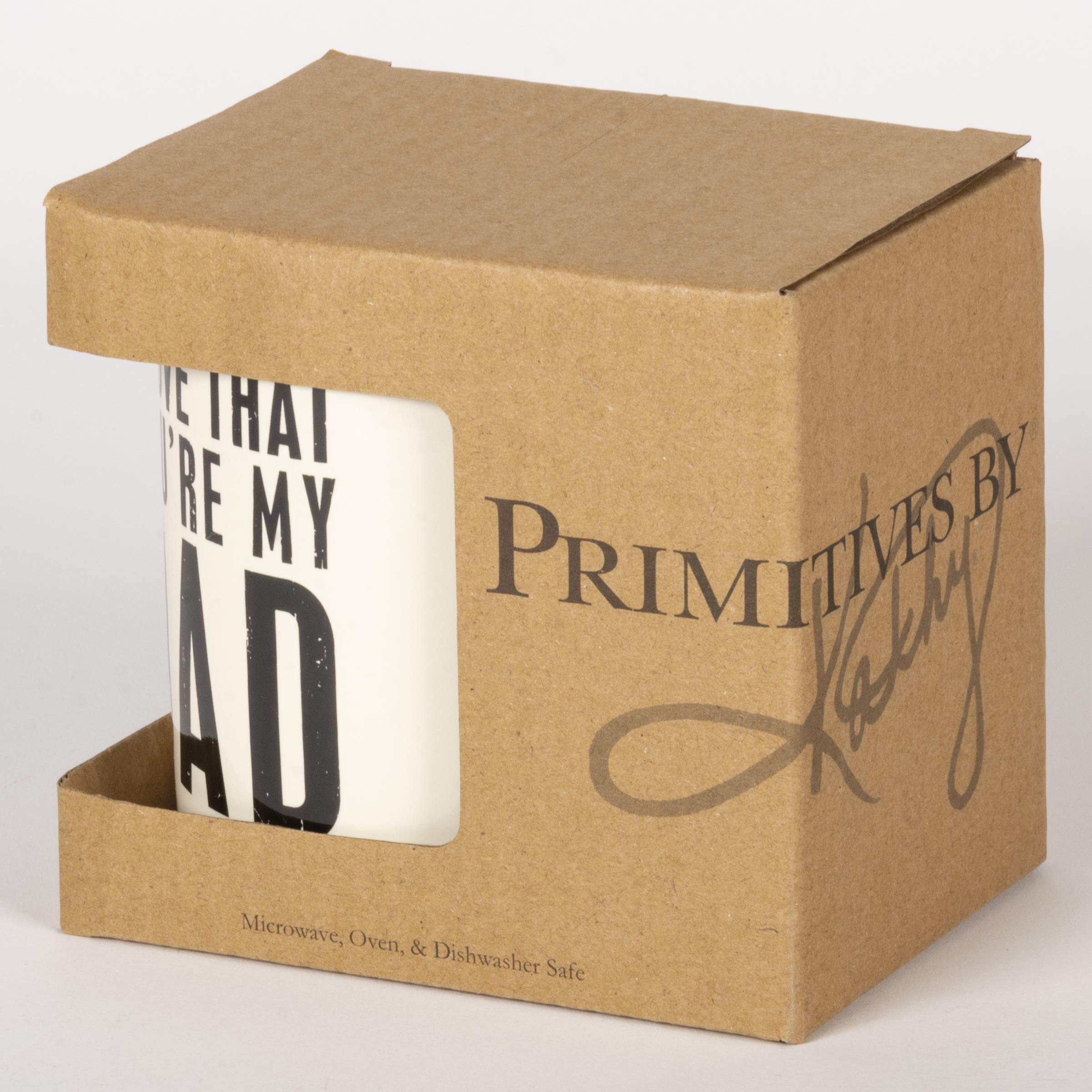 Taza de cerámica de Primitives by Kathy con texto en negro, estilo sobrio