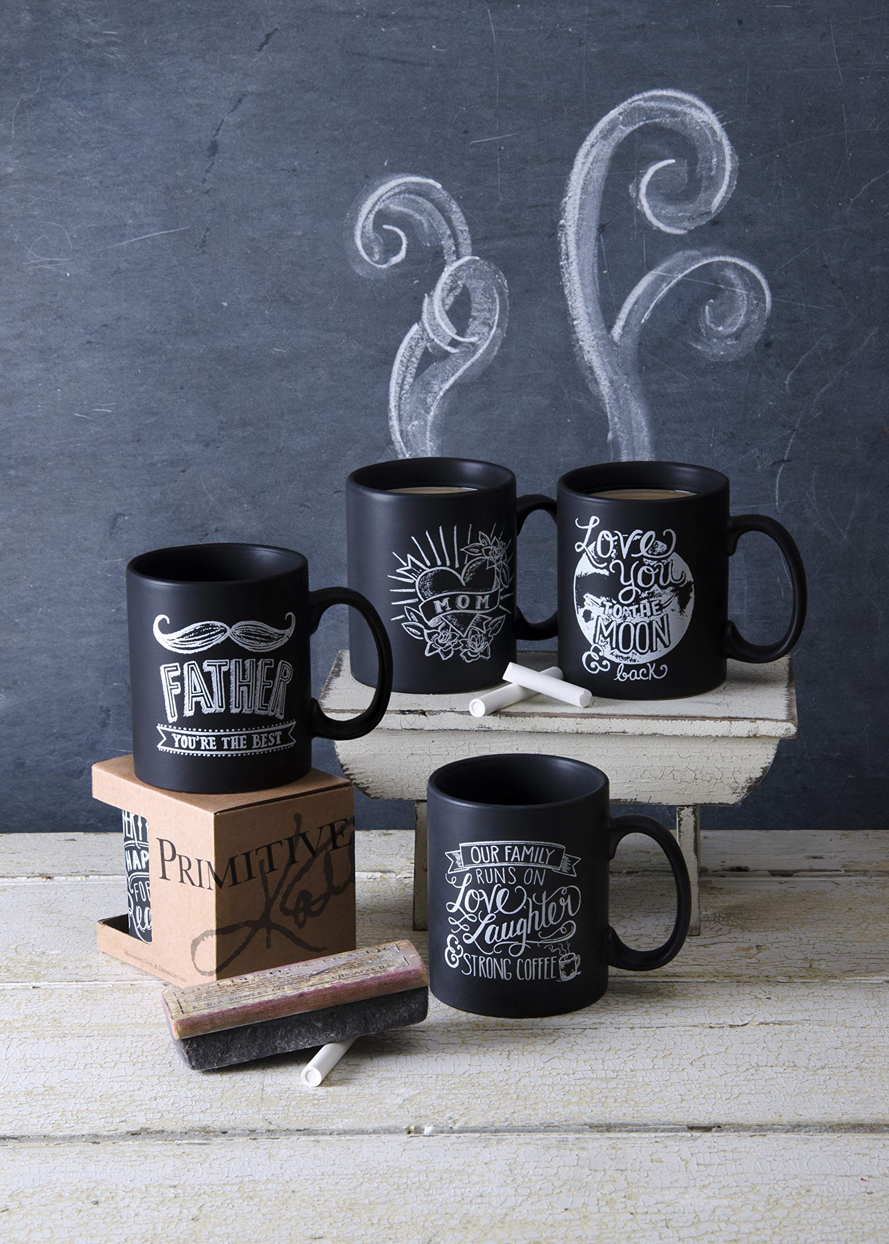Primitives by Kathy taza 20 oz arte a tiza apta para microondas