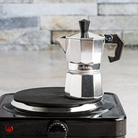 Primula Classic cafetera estufa: compatible con diversas cocinas, ideal para camping y uso diario.