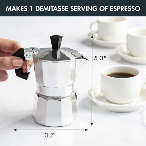 Primula Classic cafetera estufa: tapa abatible y mango resistente para verter con seguridad.