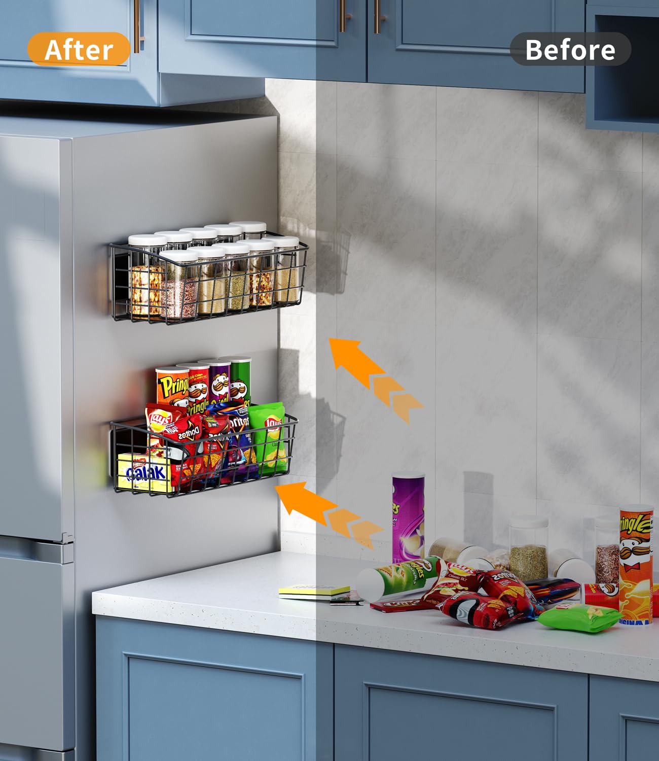 PrimZooty ganchos removibles para organizar utensilios de cocina y paños.