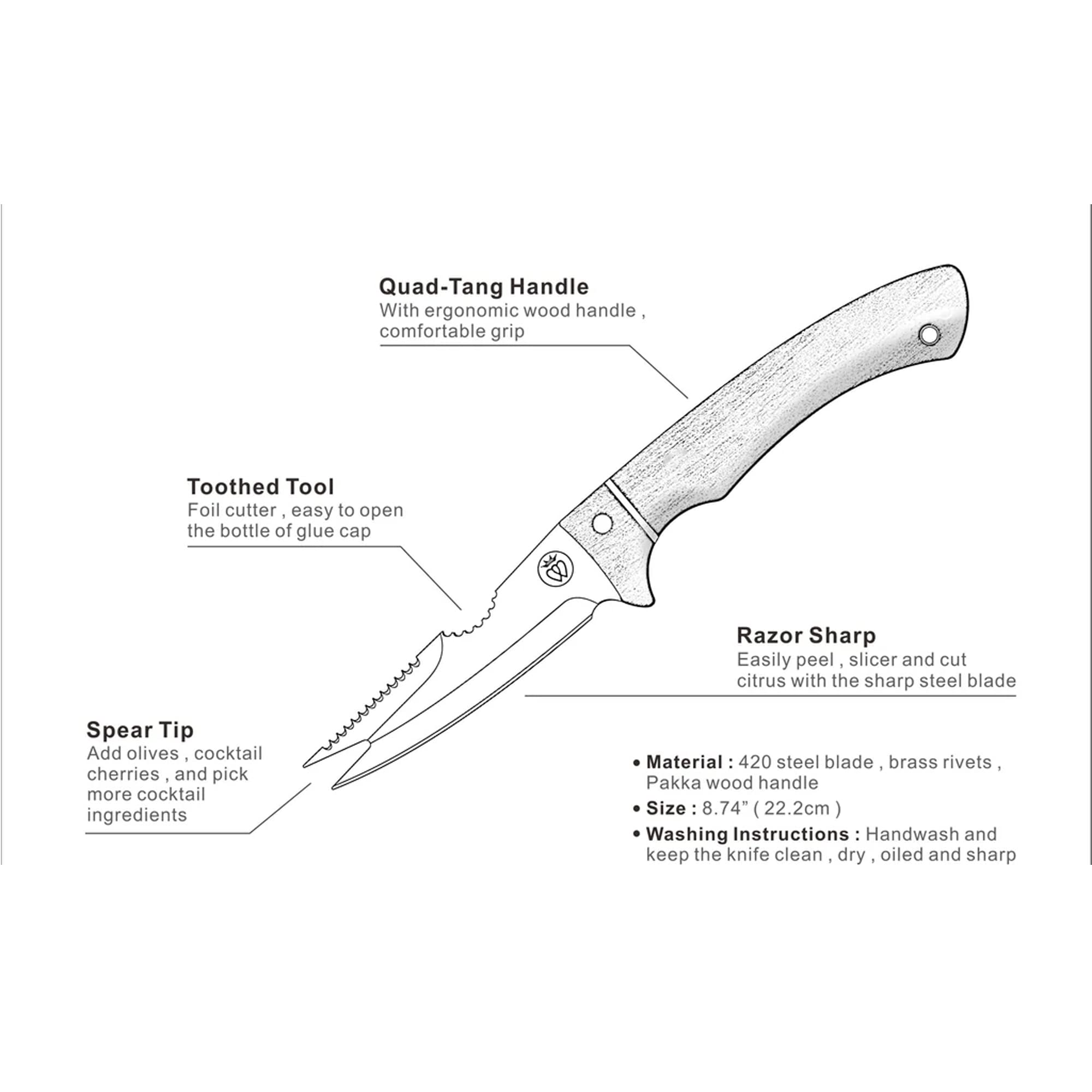 Cuchillo Prince of Scots con cortador para papel de aluminio y tapas.