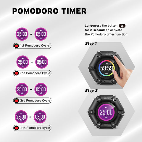 Modos de salida silencioso, vibración y sonido en Printers Jack Pomodoro Timer.