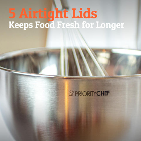 Acero inoxidable grueso Priority Chef ofrece durabilidad en la cocina diaria.