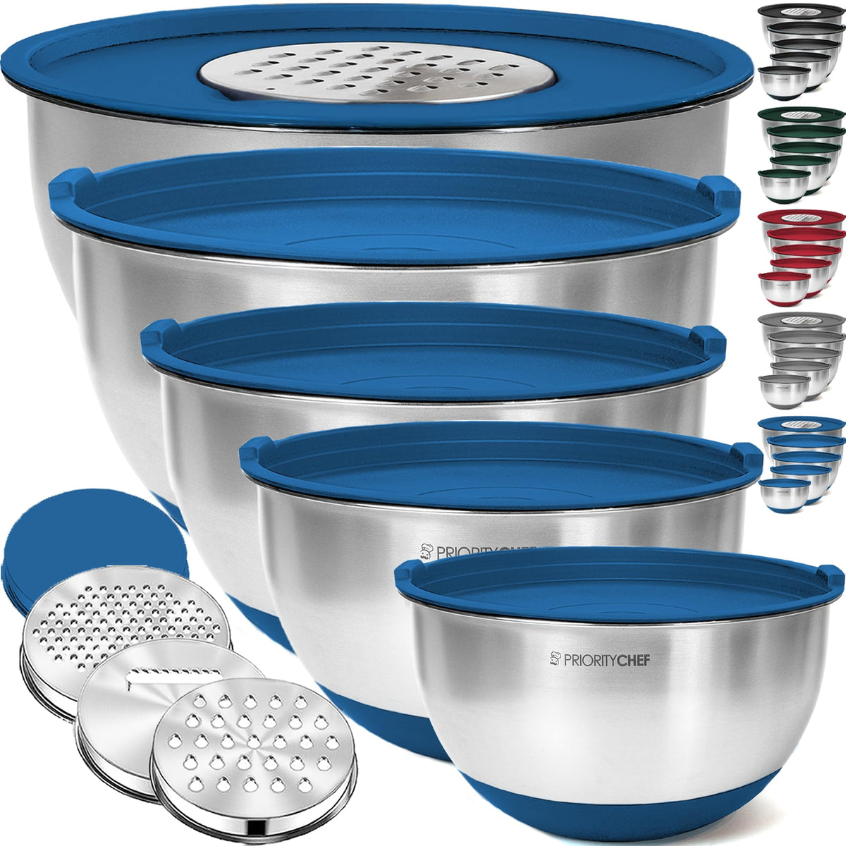 Priority Chef conjunto de cuencos inoxidables con tapas para mantener frescura en la cocina