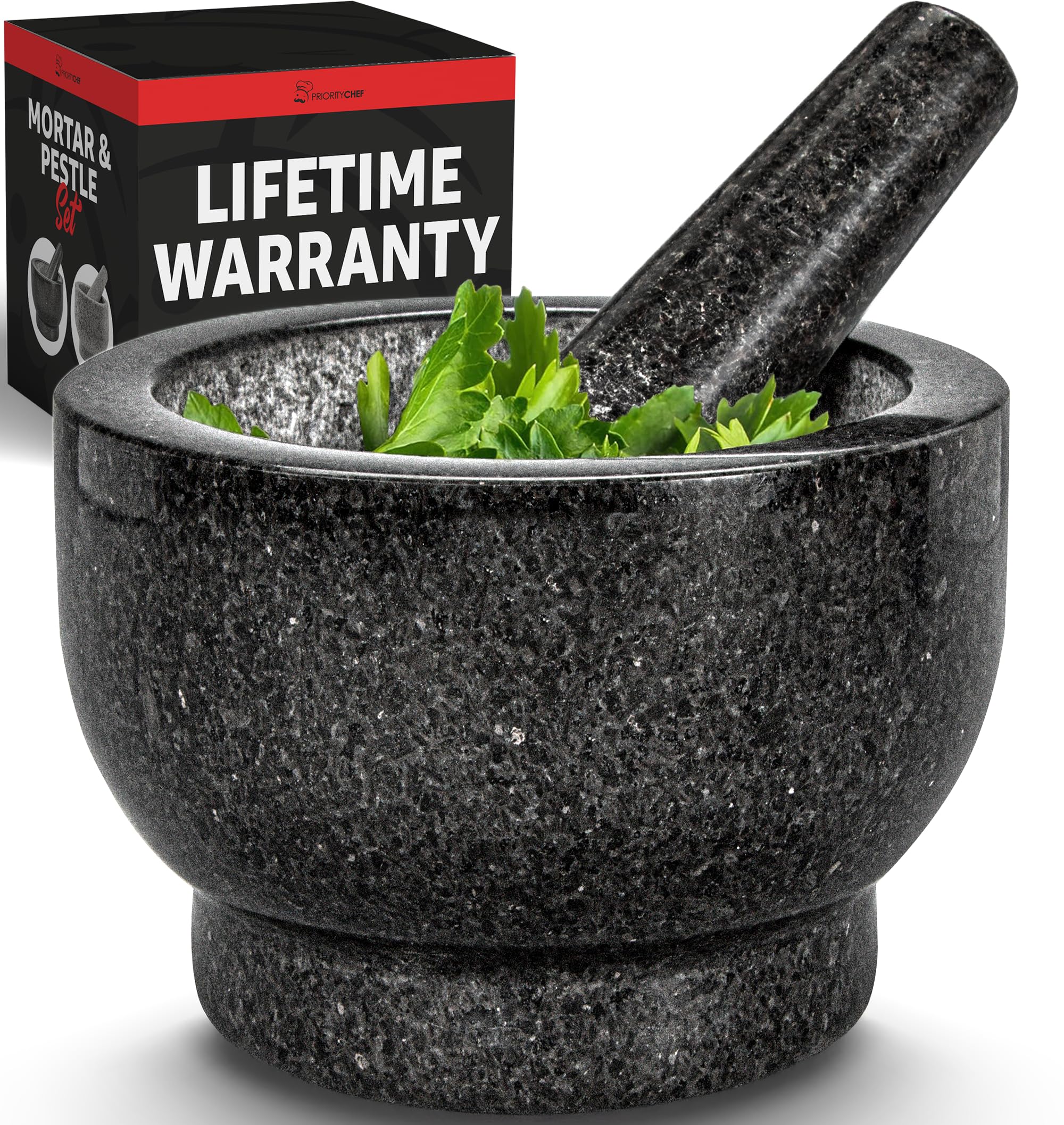 PriorityChef mortero granito 2tazas, ideal para moler especias y hacer guacamole.