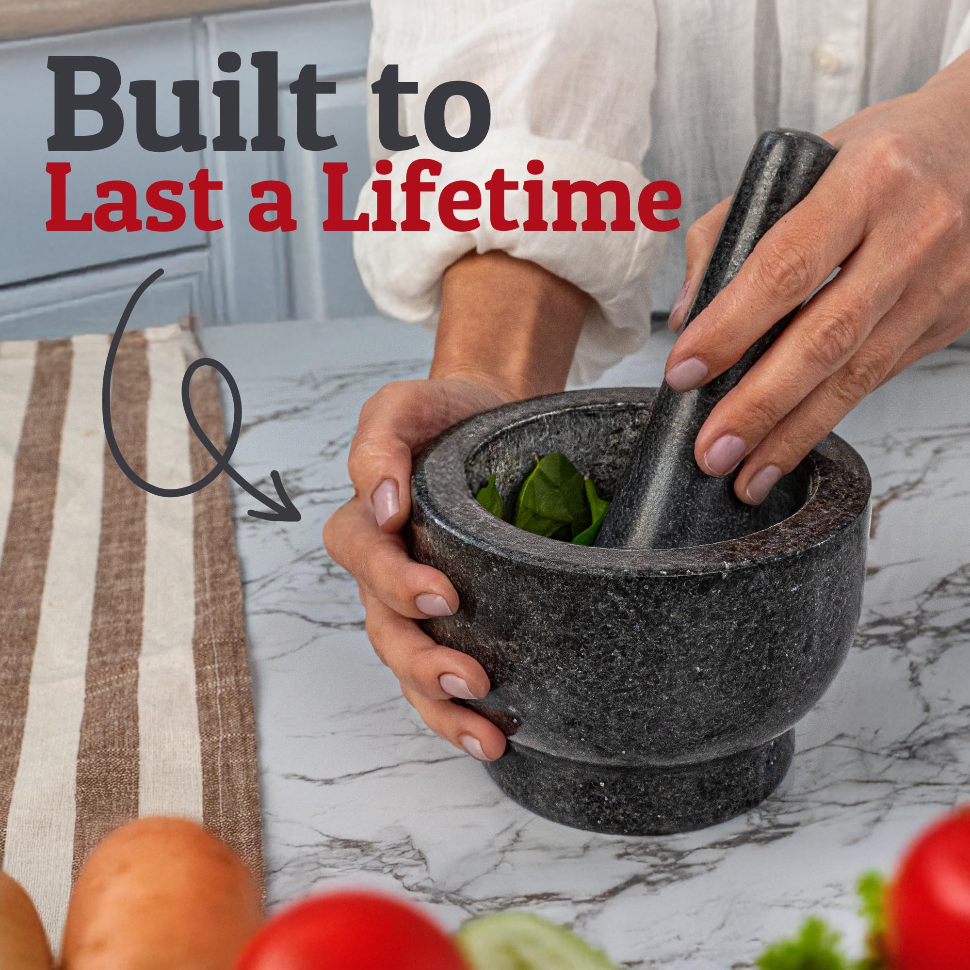 PriorityChef pilon granito 2tazas, perfecto para machacar hierbas y liberar aromas.